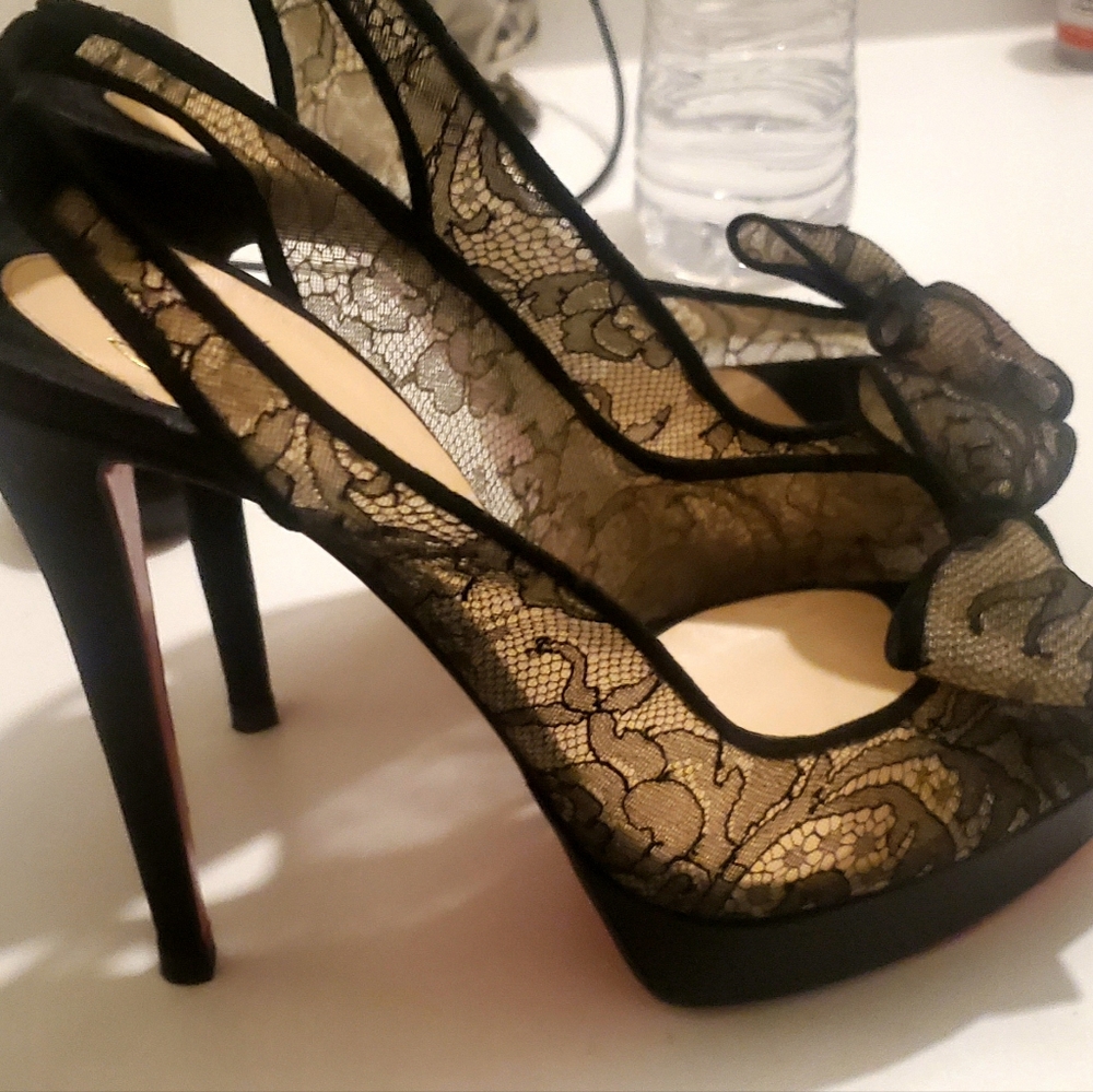 Christian Louboutin lace slingback